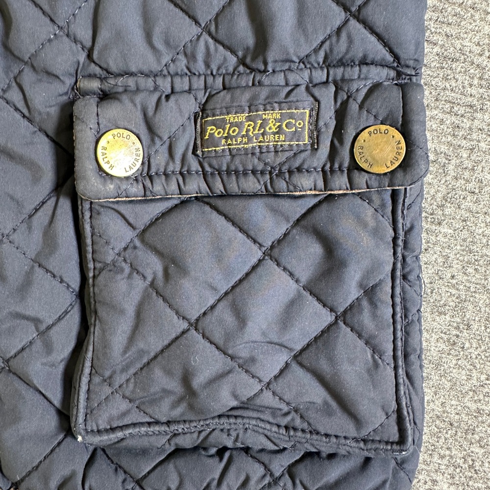 Polo Ralph Lauren Navy Blue Quilted Jacket Corduroy Trim 24M Baby Boy - Picture 5 of 16